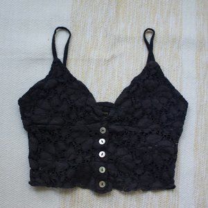 Lace Button Up Crop Top